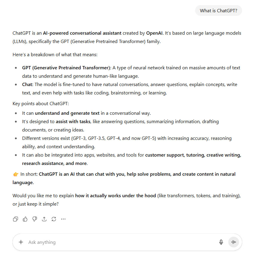 ChatGPTs answer to the question What is ChatGPT ChatGPT’s answer to the question “What is ChatGPT?”