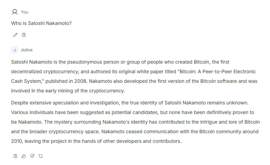 Juliuss answer to the question Who is Satoshi Nakamoto Julius’s answer to the question Who is Satoshi Nakamoto?