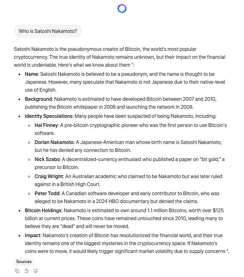 Meta AIs Answer to the question Who is Satoshi Nakamoto Meta AI’s Answer to the question Who is Satoshi Nakamoto?
